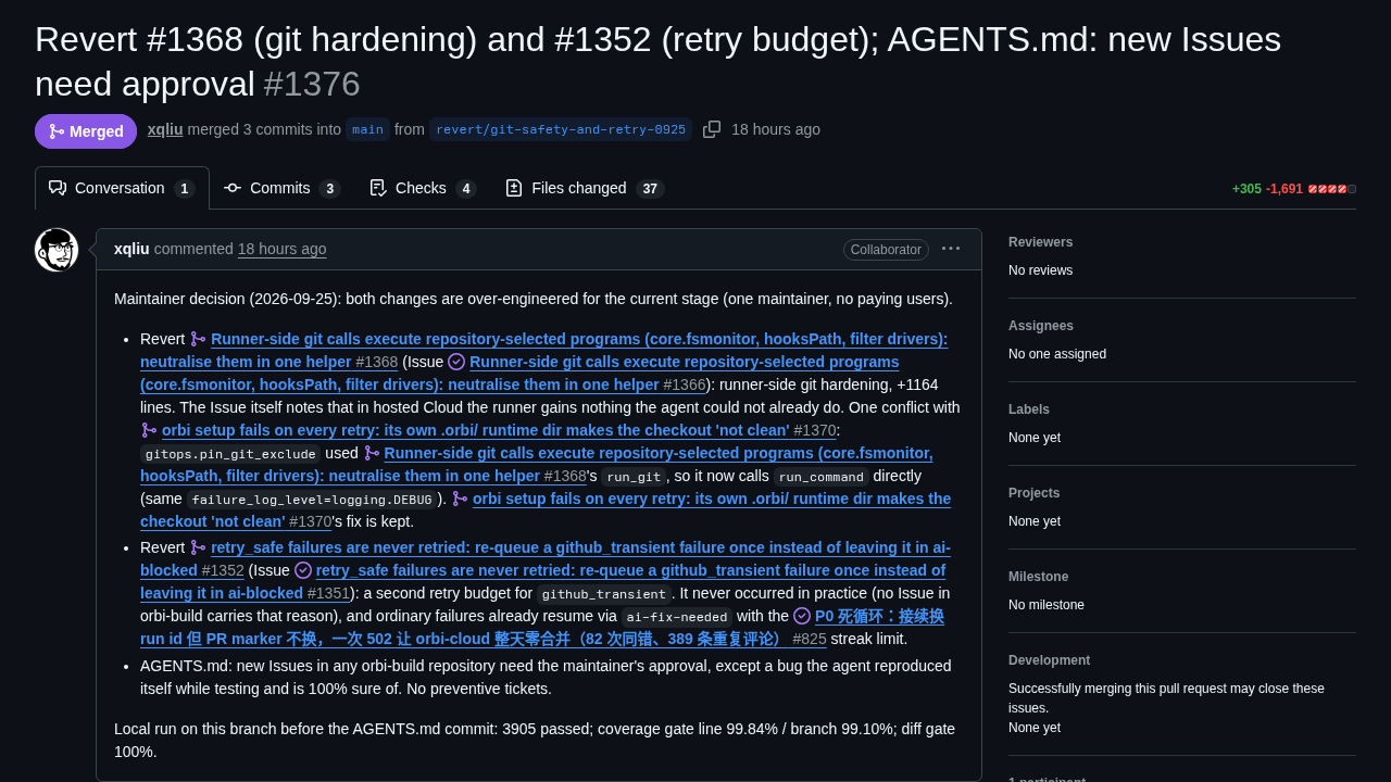 PR #1376 reverting the fix